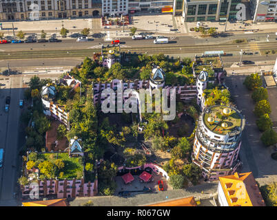 Vue aérienne, Vert Citadell, Maison Hundertwasser, l'Arthotel Magdeburg, Magdeburg-Altstadt, Magdeburg, Sachsen-Anhalt, Allemagne, DEU, l'Europe, vue aérienne Banque D'Images