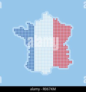 Carte de France - Icône vecteur dans un style moderne isolé sur couleur bleu clair Illustration de Vecteur