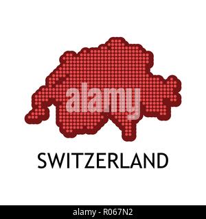 Carte isométrique de Suisse en couleur de drapeau national - Vector illustration avec le titre et le slogan sur fond bleu foncé. Illustration de Vecteur