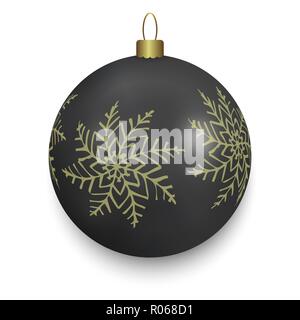 Bal de Noël noir isolé sur fond blanc. Vector illustration. Illustration de Vecteur