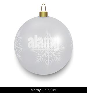 Bal de Noël blanc isolé sur fond blanc. Vector illustration. Illustration de Vecteur