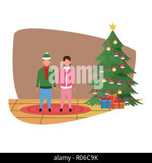 Joyeux Noël en famille dessins animés avatar vector illustration graphic design Illustration de Vecteur