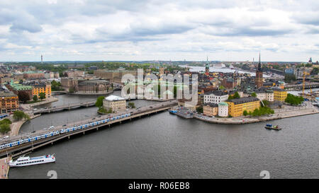 Suède Stockholm. Merveilleux panorama de l'antenne de pont d'observation à la tour de ville de Gamla Stan (vieille ville) Banque D'Images