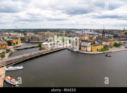 Suède Stockholm. Merveilleux panorama de l'antenne de pont d'observation à la tour de ville de Gamla Stan (vieille ville) Banque D'Images