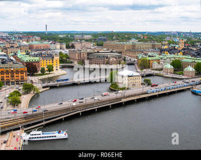 Suède Stockholm. Merveilleux panorama de l'antenne de pont d'observation à la tour de ville de Gamla Stan (vieille ville) Banque D'Images