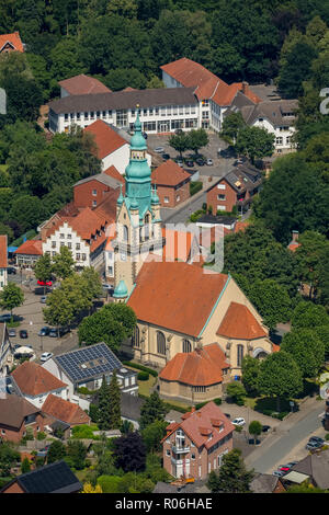 Vue aérienne, représentant trois nef de l'église catholique Saint Johannes, hall, Lappenbrink Galen-Strasse-coin de, paderborn, Münsterland, Rhénanie-N-W Banque D'Images