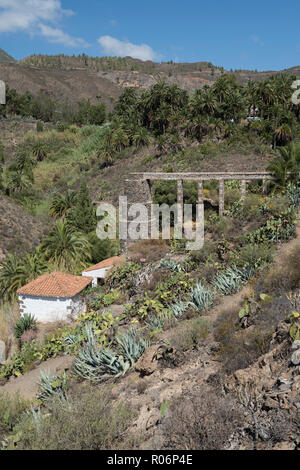 Le moulin à eau restauré à Fataga, un village de montagne des Canaries dans le Barranco de Fataga, Gran Canaria, Espagne Banque D'Images