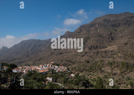 Fataga est un village de montagne des Canaries dans le Barranco de Fataga, Gran Canaria, Espagne Banque D'Images