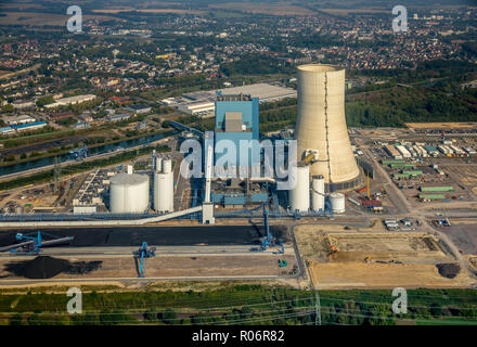 Photographie aérienne, Uniper centrale de charbon, ancien F.SUR Datteln4 power station sur le canal Dortmund-Ems, Emscher-Lippe, Datteln, Ruhr, North Rhi Banque D'Images