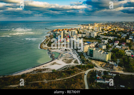 Constanta de dessus et de la plage de la Mer Noire Banque D'Images