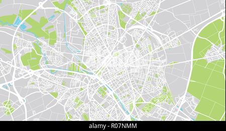 Vecteur urbain plan de la ville de Reims, France Illustration de Vecteur