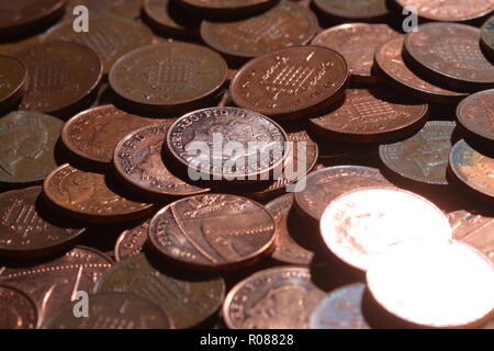 Un tas d'un pence coins Banque D'Images