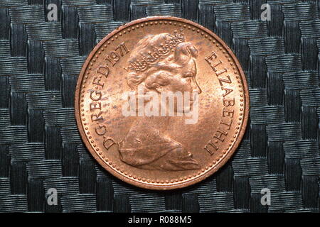 Une toute nouvelle pièce de demi-penny britannique de 1971. Banque D'Images