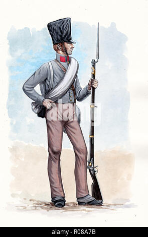 Régiment d'infanterie de réserve. Illustration d'un soldat prussien. Guerres napoléoniennes. Prusse. Banque D'Images