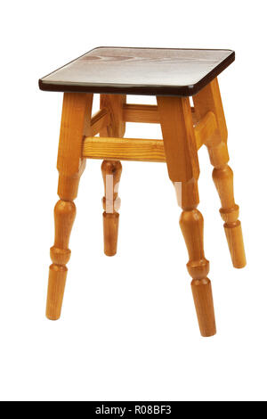 Tabouret en bois était sur fond blanc Banque D'Images
