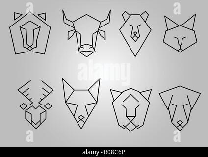 Funny Animals fait à partir de lignes de géométrie Illustration de Vecteur