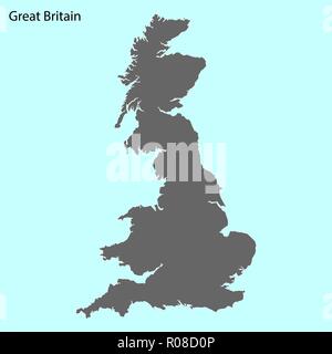 Carte de haute qualité de Grande-Bretagne est l'île de France Illustration de Vecteur