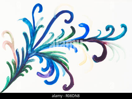 Peinte à la main par des aquarelles - décorées en style byzantin ancien rameau Banque D'Images