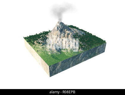 Illustration numérique de pièces d'un volcan Banque D'Images