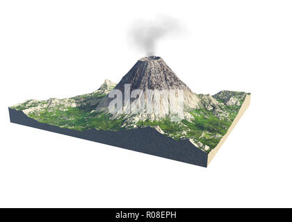 Illustration numérique de pièces d'un volcan Banque D'Images