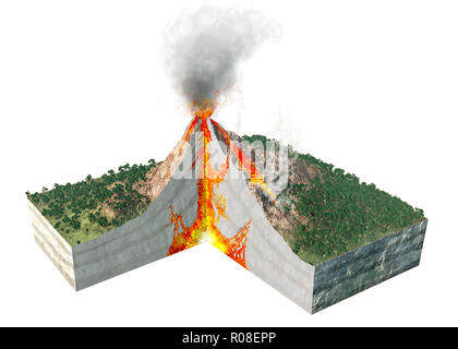 Illustration numérique de pièces d'un volcan Banque D'Images