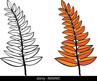 Branches de scénario. à la main des branches d'arbre avec des feuilles isolées sur fond blanc. élément design décoration feuilles Illustration de Vecteur