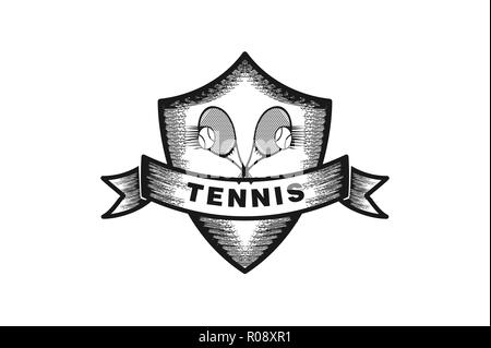 Étiquette logo badge tennis Illustration de Vecteur