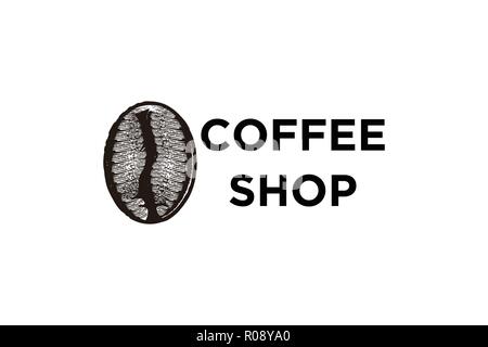Grain de café à la main, un café dessins de logos Inspiration isolé sur fond blanc Illustration de Vecteur