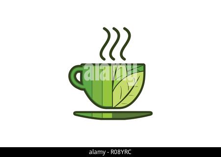 Tasse de thé dessins de logos Inspiration isolé sur fond blanc Illustration de Vecteur