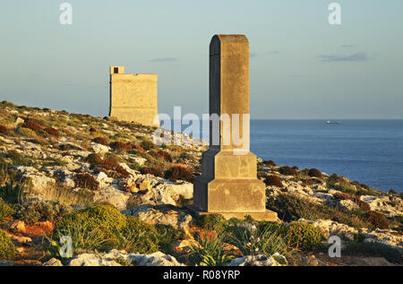 Monument à Walter Norris Congreve près de Mnajdra. Malte Banque D'Images