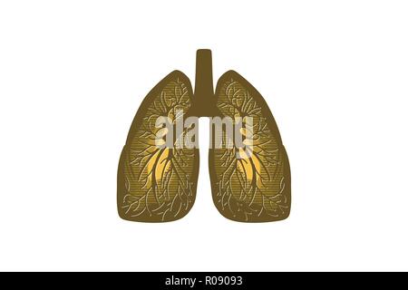 Dessins de logos Inspiration pulmonaire isolé sur fond blanc Illustration de Vecteur