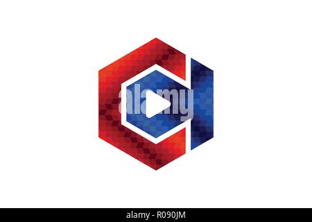 Lettre C et bouton play logo design inspiration isolé sur fond blanc Illustration de Vecteur