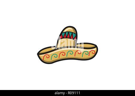 Mexican Hat pour tacos dessins de logos Inspiration isolé sur fond blanc Illustration de Vecteur