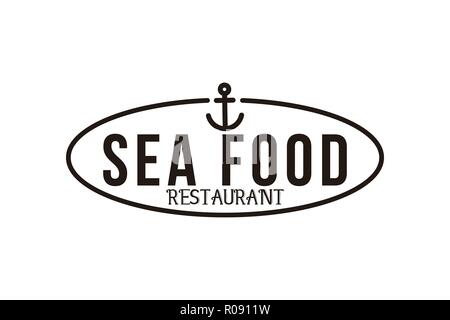 Nautical, fruits de mer restaurant dessins de logos Inspiration isolé sur fond blanc Illustration de Vecteur