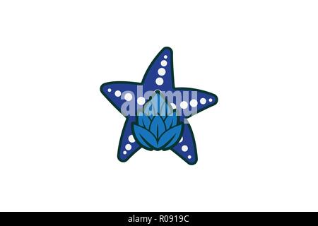 Étoiles de mer et hop dessins de logos Inspiration isolé sur fond blanc Illustration de Vecteur