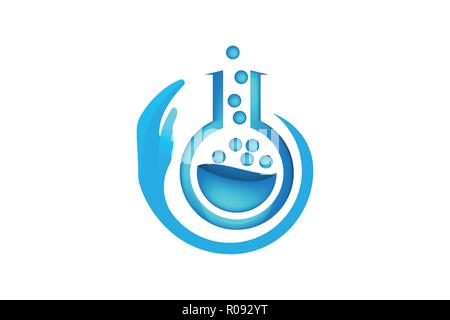 Le tube de verre, dessins de logos Inspiration Soins Laboratoire isolé sur fond blanc Illustration de Vecteur