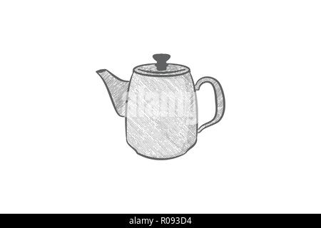 Théière dessinés à la main, dessins de logos Inspiration isolé sur fond blanc Illustration de Vecteur