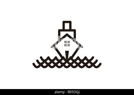 Boat House dessins de logos Inspiration isolé sur fond blanc Illustration de Vecteur