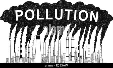 Dessin Artistique vecteur Illustration de fumeurs, cheminées d'usine ou de l'industrie de la pollution de l'air Illustration de Vecteur