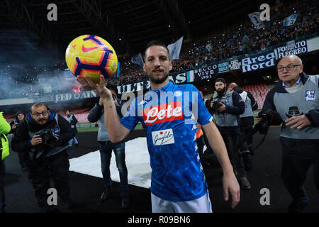 Stadio San Paolo, Naples, Italie. Nov 2, 2018. Football Serie A, Naples contre Empoli, Dries Mertens de Naples célèbre marquant son tour du chapeau dans la victoire de 5-1 : Action Crédit Plus Sport/Alamy Live News Banque D'Images