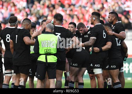 Tokyo, Japon. 06Th Nov, 2018. Les joueurs de la Nouvelle-Zélande au cours de la test-match de rugby entre le Japon et la Nouvelle-Zélande au Ajinomoto Stadium à Tokyo, Japon le 3 novembre 2018. Credit : AFLO/Alamy Live News Crédit : AFLO Co.,Ltd/Alamy Live News Banque D'Images