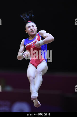 Doha, Katar. 09Th Nov, 2018. Le seigle Pyon Yong (PRK) à l'aller. GES/gym/Championnats du monde de gymnastique à Doha, Geraetfinale, 02.11.2018 - GES/Gymnastique Artistique Gymnastique/Championnats du Monde : 02.11.2018 - utilisation dans le monde entier | Credit : dpa/Alamy Live News Banque D'Images