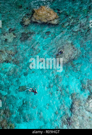 Alofi, Niue. Nov 2, 2018. Les gens de la plongée le long de Limu piscines, de Niue, le 2 novembre 2018. Niue, visés à l 'Rock', est l'une des plus grandes îles de corail de la planète, avec des falaises, grottes intéressantes et de gouffres qui grouillent de vie marine. Les visiteurs peuvent faire de la plongée avec tuba, plongée sous-marine, et de baleines. Credit : Guo Lei/Xinhua/Alamy Live News Banque D'Images