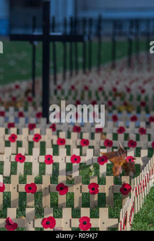 Londres, Royaume-Uni. 29Th sep 2018. Le Domaine du souvenir à l'abbaye de Westminster est balisé et prêt à être rempli par chaque traverse au cours de la semaine prochaine. Crédit : Guy Bell/Alamy Live News Banque D'Images