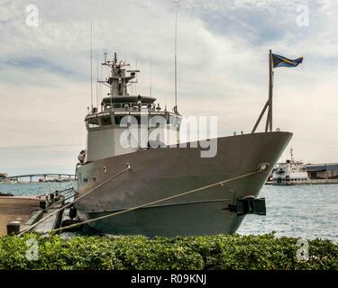 Nassau, New Providence, Bahamas. 16 janvier, 2009. La Force de défense royale des Bahamas, navires de patrouille extracôtiers pour l'HMBS Bahamas (P-60) à quai dans le port de Nassau, capitale des Bahamas et une destination de croisière populaire. Credit : Arnold Drapkin/ZUMA/Alamy Fil Live News Banque D'Images