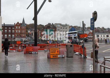 Cork, Irlande. 29Th sep 2018. Fermeture Du Pont St Patricks, la ville de Cork. Vendredi prochain St Patricks pont sera près de 7h00 sur le 9ème jusqu'à 6h le lundi 12. C'est pour faciliter des travaux de resurfaçage des routes dans le cadre de la réhabilitation du pont St Patricks Cumnor par Construction. Le projet a déjà vu le sentier en amont fermé jusqu'à mi-novembre. Credit : Damian Coleman/Alamy Live News. Banque D'Images