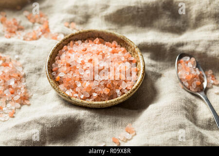 L'Himalaya de sel de mer biologiques crus dans un bol Banque D'Images