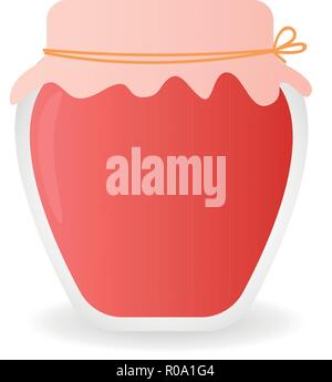 Pot de confiture de fraise en verre isolé sur fond blanc. Conserves de fruits Illustration de Vecteur