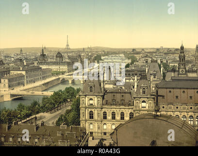 Panorama des sept ponts, Paris, France, impression Photochrome, Detroit Publishing Company, 1900 Banque D'Images