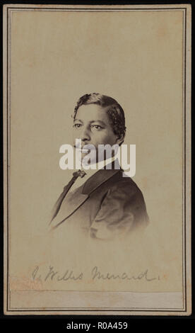 John Willis Menard (1838-1893), militant politique et auteur, premier afro-américain élu à la Chambre des représentants des États-Unis à partir du 2e District de la Louisiane, cependant, il a été privé de son siège en raison de son adversaire, Caleb S. Hunt, contestant les résultats de l'élection, la tête et épaules Portrait par William H. Leeson, 1868 Banque D'Images